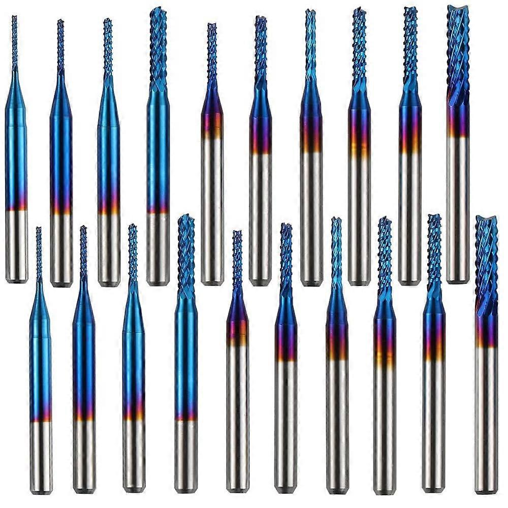 20pcs 0.8-3.175mm CNC End Mill with 1/8" Shank, CNC Milling Cutters Drill Bit Tools for Plastic, Aluminum, Circuit Board, Wood,2024 Ping
