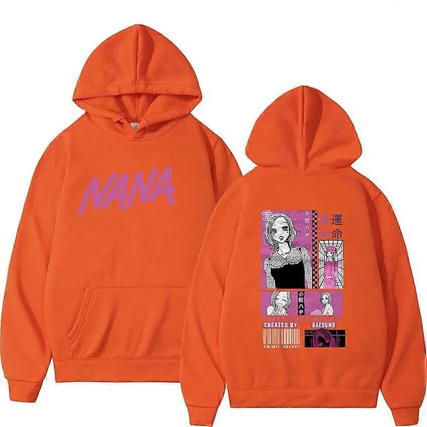 Japanischer Anime Nana Osaki Hachi Komatsu Kapuzenpullover Black Stones Band Manga Sweatshirts Männer Damenmode Pullover Y2k Streetwear Orange