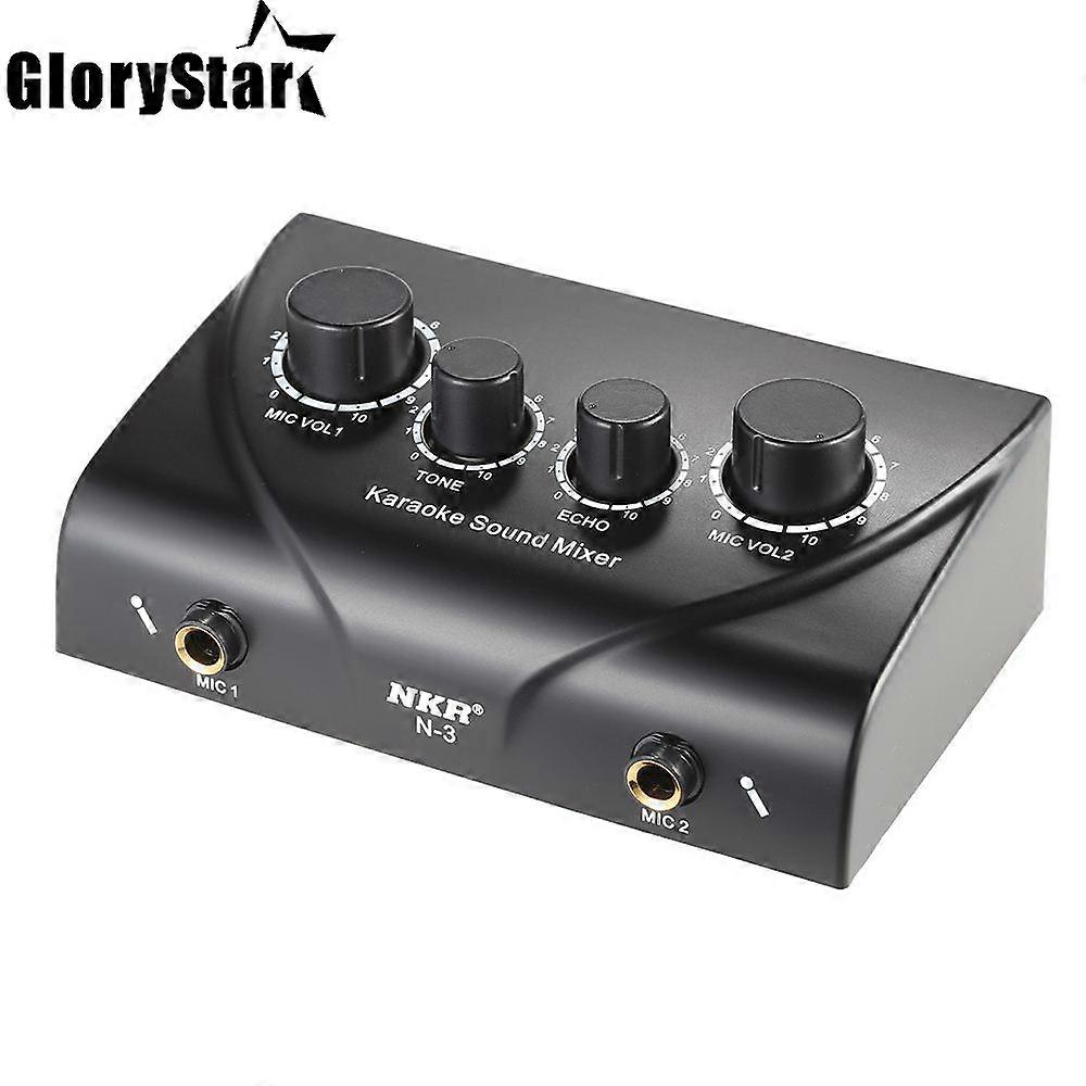 Karaoke Sound Mixer Microphone Amplifier & Microphone Mixer Karaoke OK Dual Mic Inputs With Cable Silver/Black/Golden for Option
