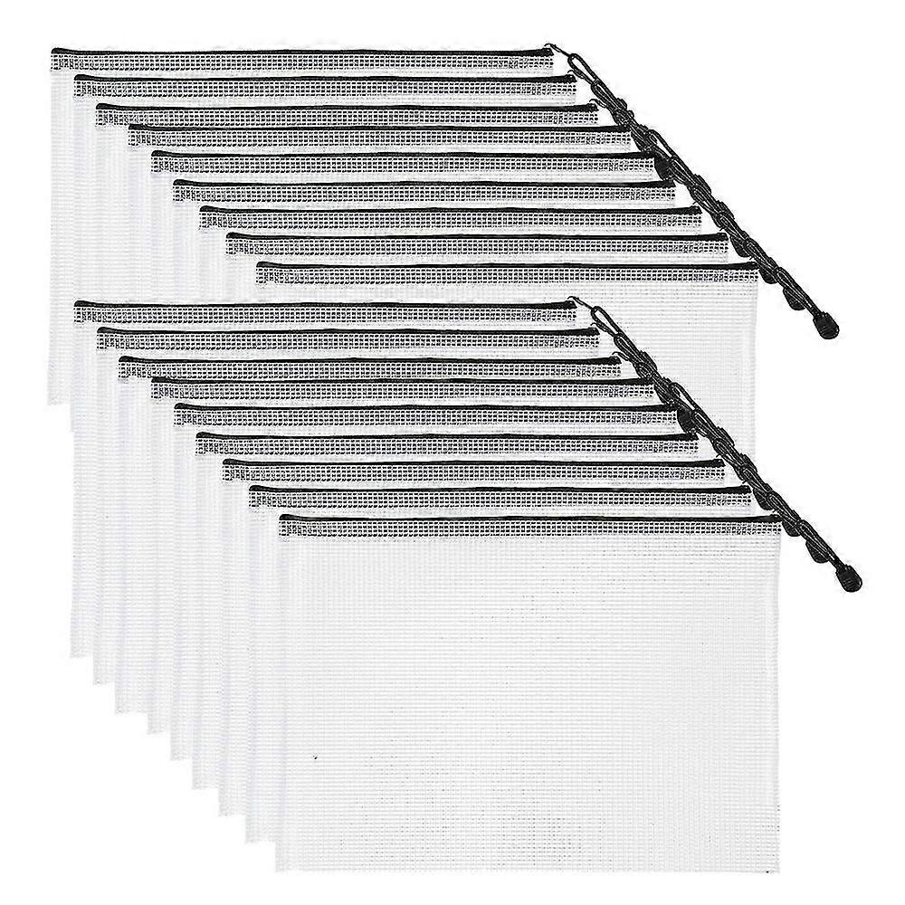 18 Pakk netting glidelåspose dokumentpose 4a vanntett dokumentpose for skolekontorrekvisita, org