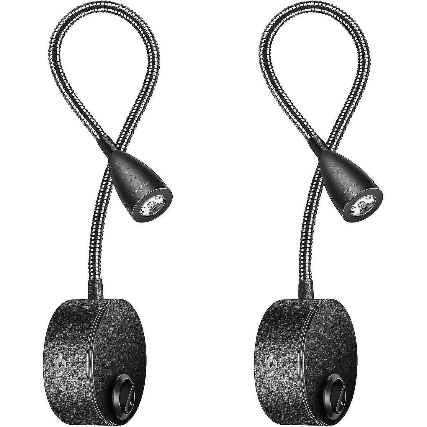 ベッドサイドランプ2個セット、LED、ブラック