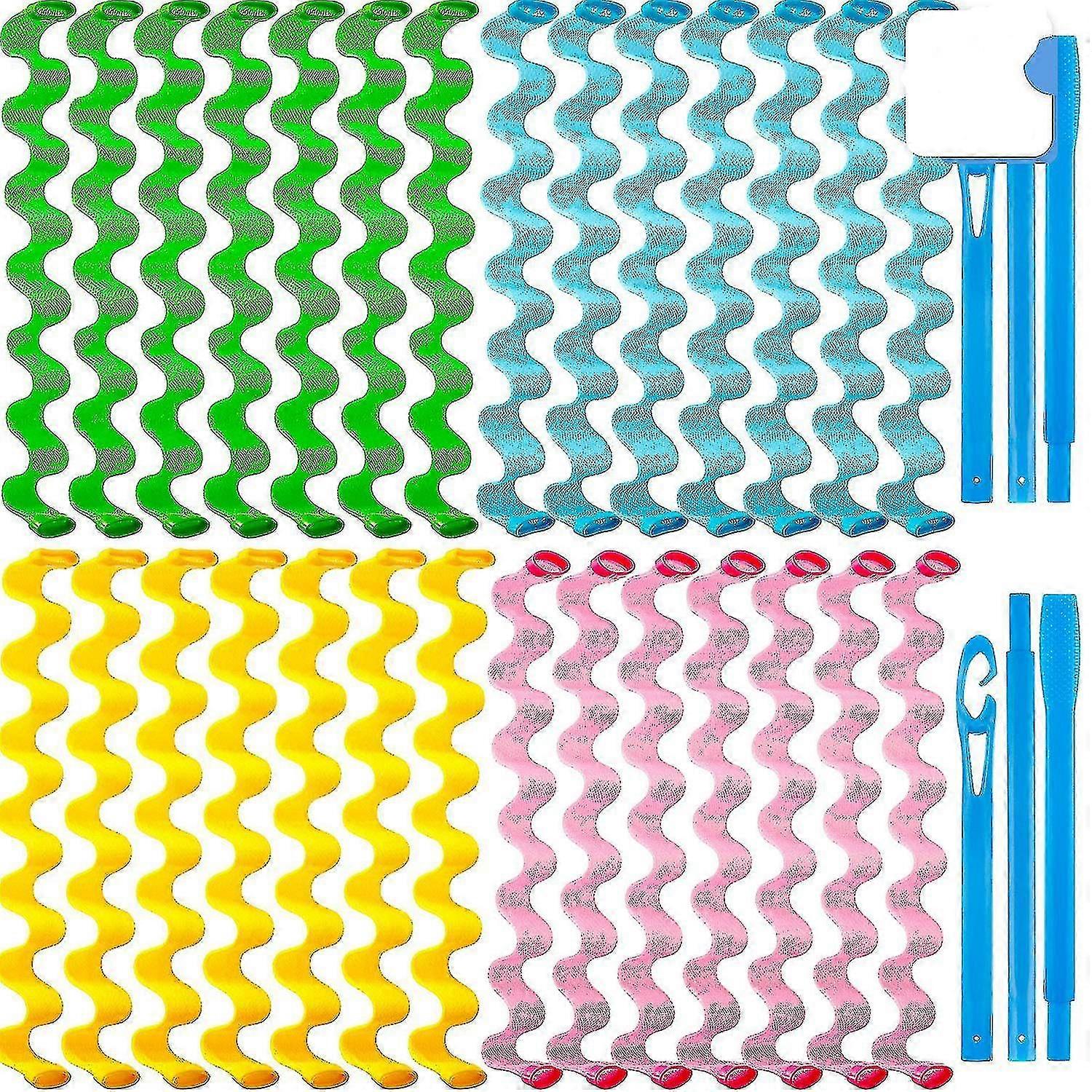 28 Pieces Hair Curlers Spiral Curls No Heat Wave Hair Curlers Styling Kit Spiral Hair Curlers With 2 Pieces Styling Hooks Compatible With Most