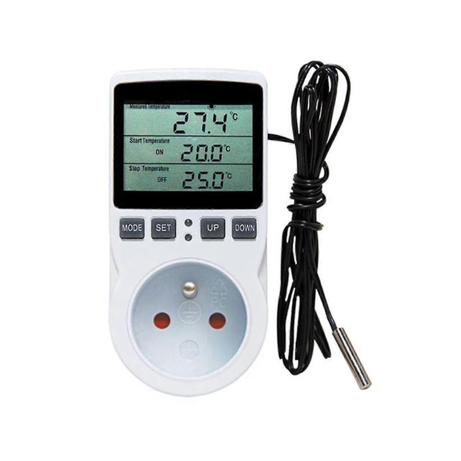 16a 230v Temperature Controller With Large Lcd Display - Digital Thermostat Socket Outlet For Heat Mat