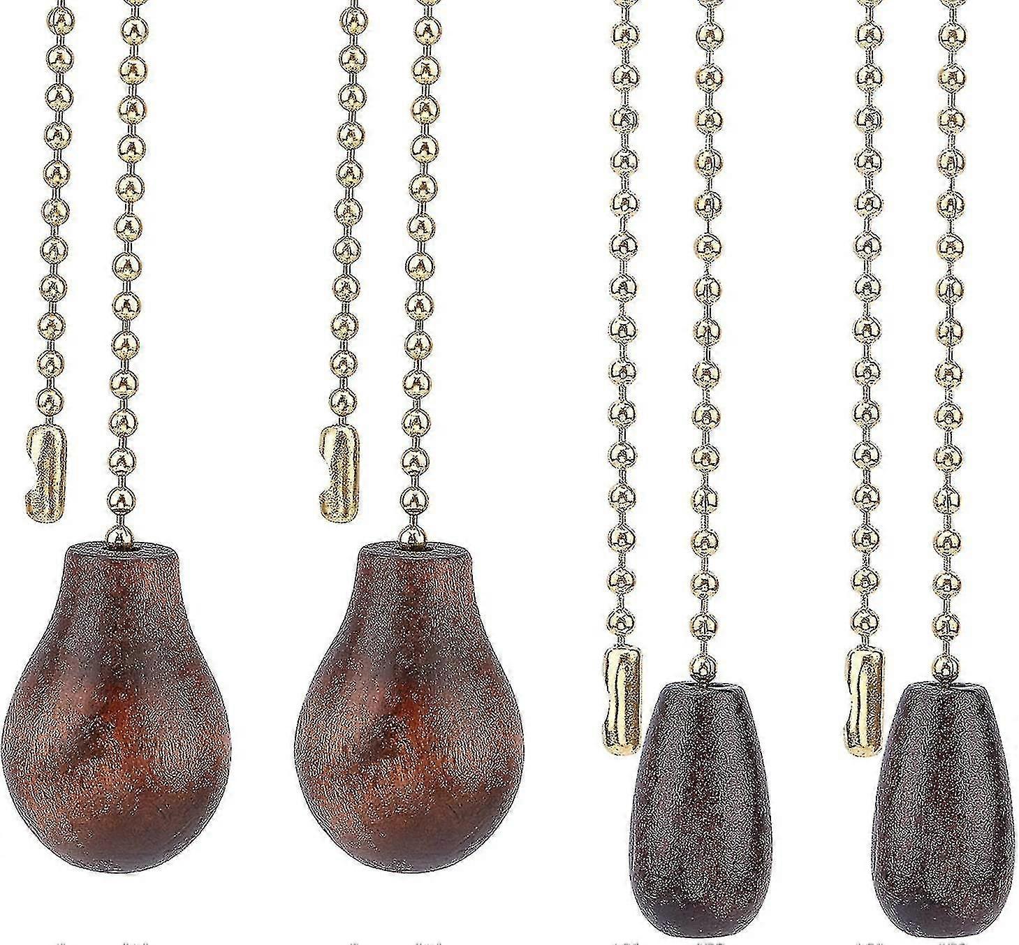 4pcs 2 Styles Ceiling Fan Chain Pulls Wooden Pull Chain Extension