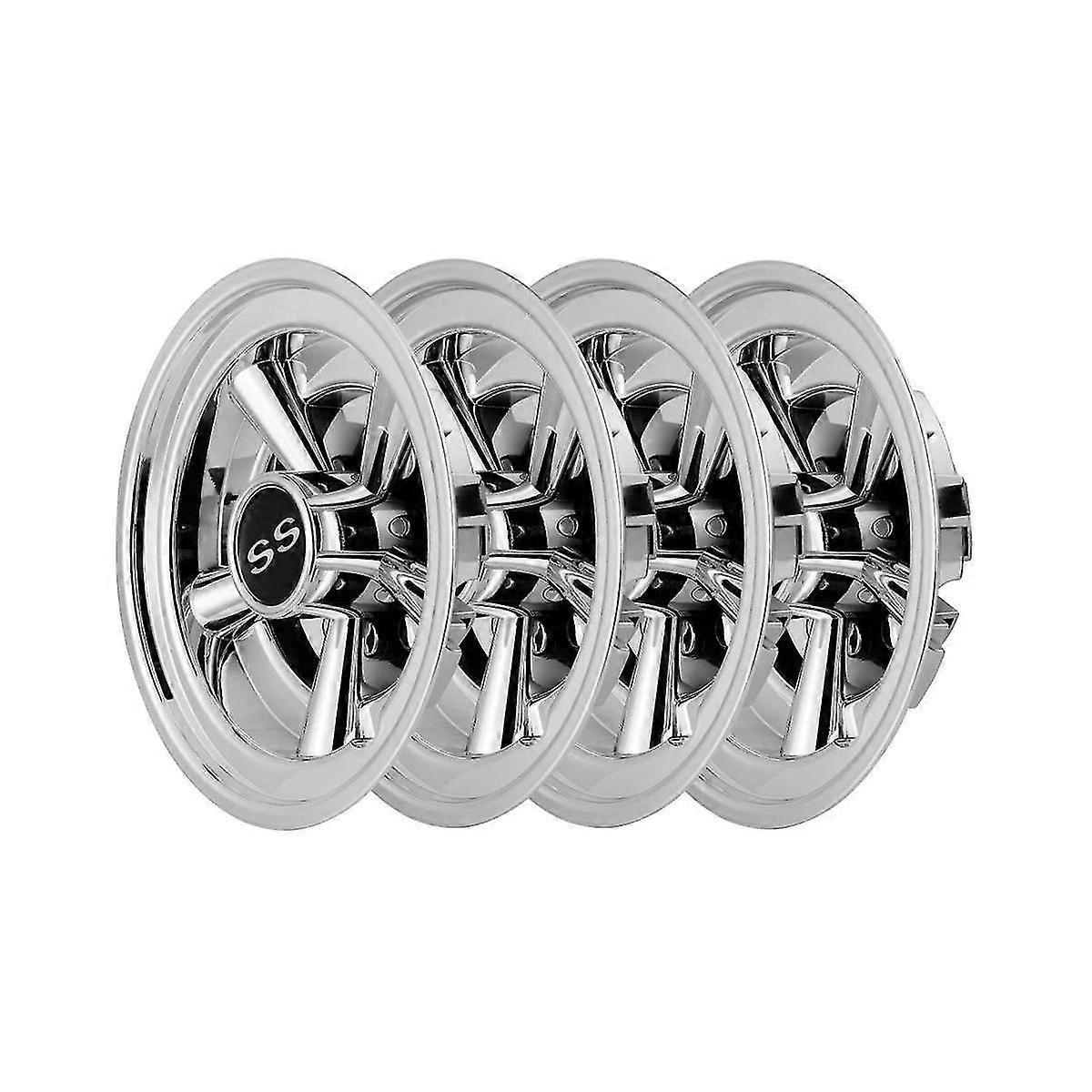 4 قطع غطاء محور عربة الجولف لقبعات محور سيارة النادي 8 بوصة من الكروم مطلية بالفضة Hubcaps