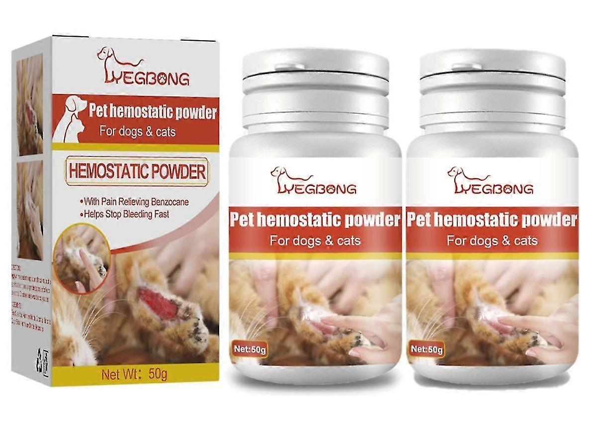 2Pcs Yegbong Pet αιμοστατική σκόνη ανακούφισης τραύματος κατοικίδιων ζώων που θεραπεύει τη σκόνη γάτας και το δέρμα σκυλιών που καθαρίζει αιμοστατική σκόνη