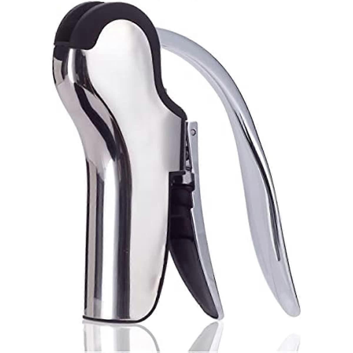 Stainless Steel Wine Bottle Opener Vertical Lever Corkscrew with Built-in Foil Cutter Design Manual Handheld Corkscrew