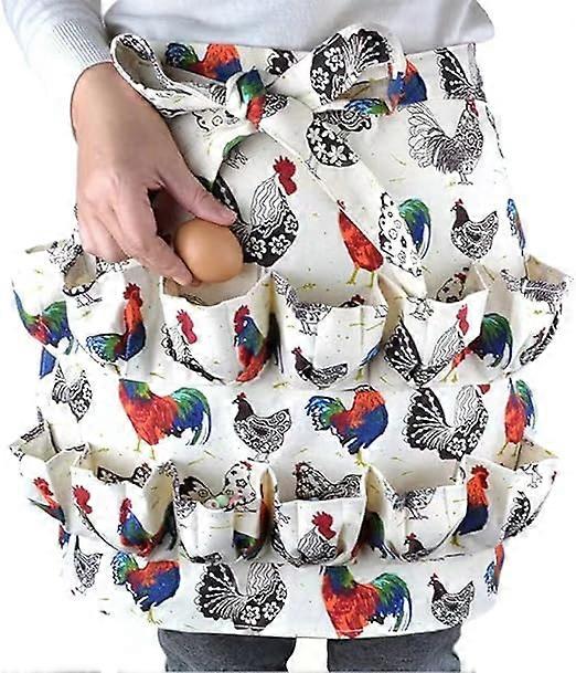 Chicken Egg Collecting Apron,12 Deep Pockets for Hense,Duck,Goose Eggs