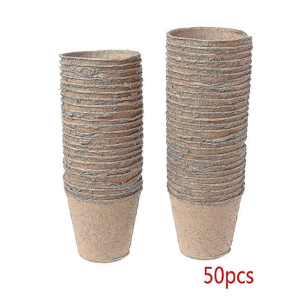 50pcs Round Biodegradable Paper Pulp Peat Pots Plant Nursery Cup Tray Garden New