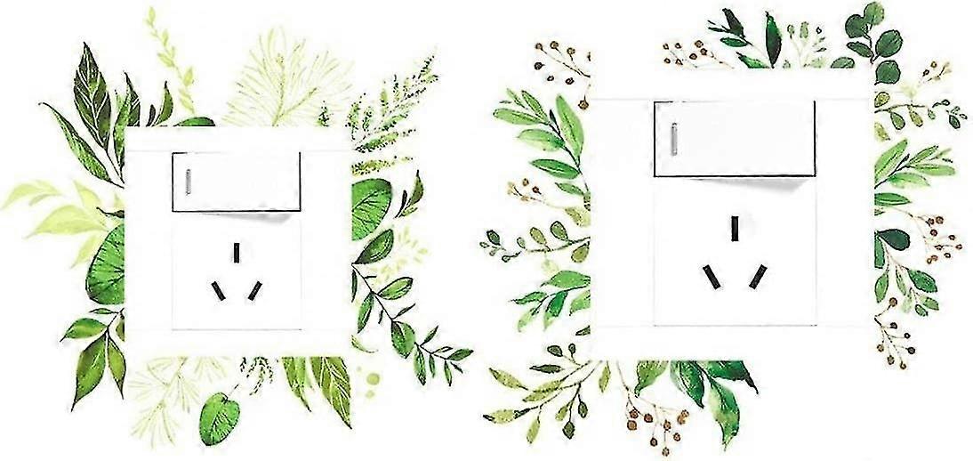 Green leaf light switch stickers 2 pieces