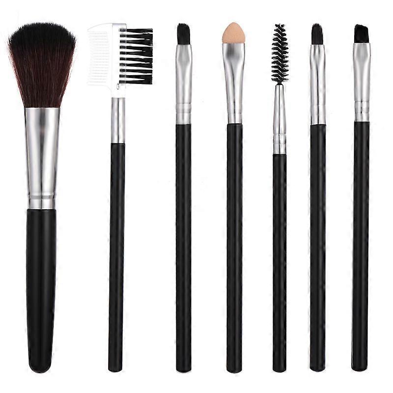 7 beginner makeup brush sets brown, 2 eye shadow brushes, 1 lip b