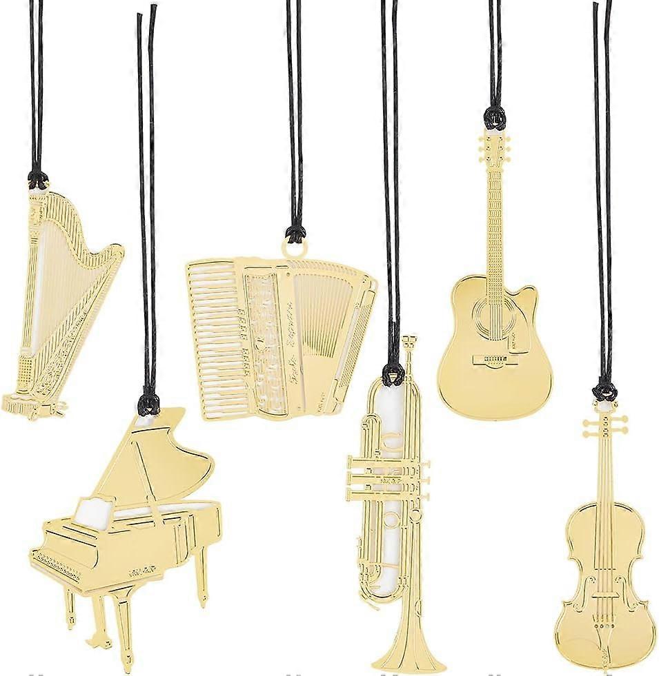 12Pcs Brass Bookmarks Musical Instrument Page Clips Book Marks Notebook Darts Book Markers with Tassel for Reading School Work Book Lovers Teachers Cl