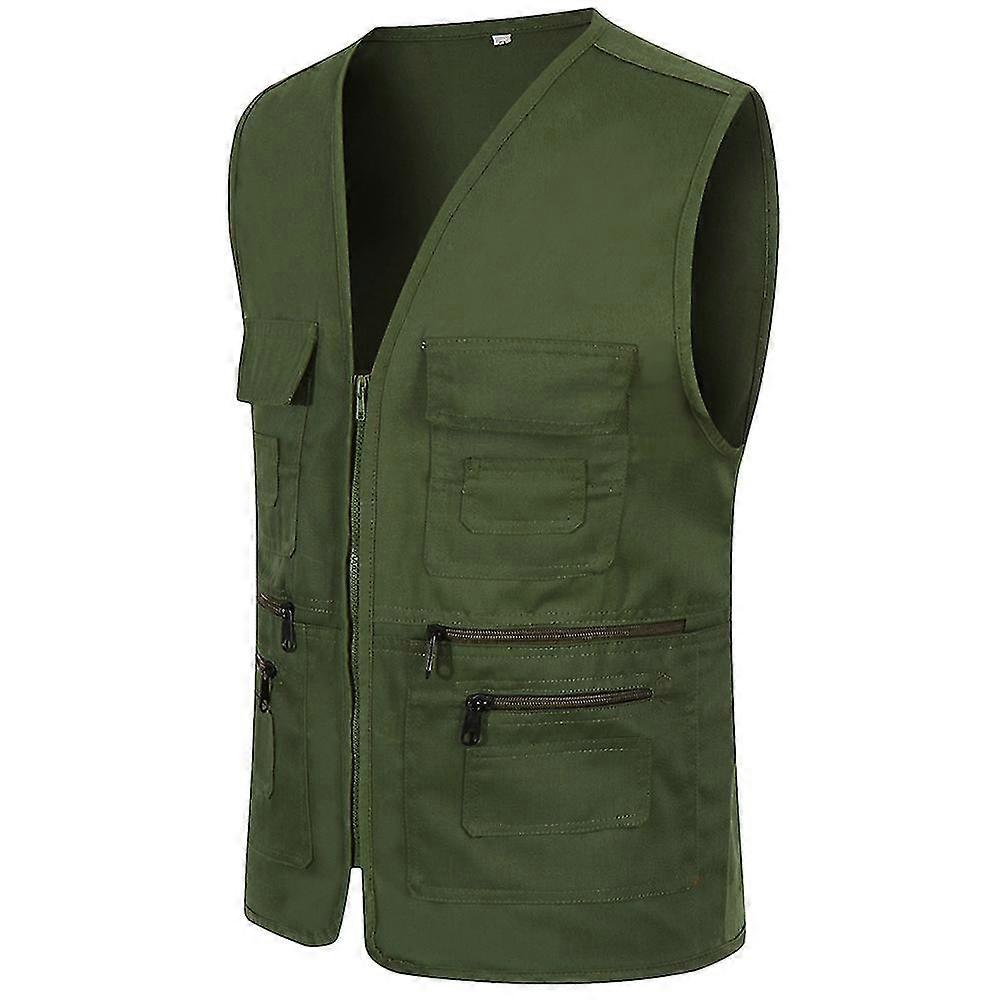 Men Multi-pocket Utility Vest Fishing Waistcoat Hiking Gilet Jacket Coat
