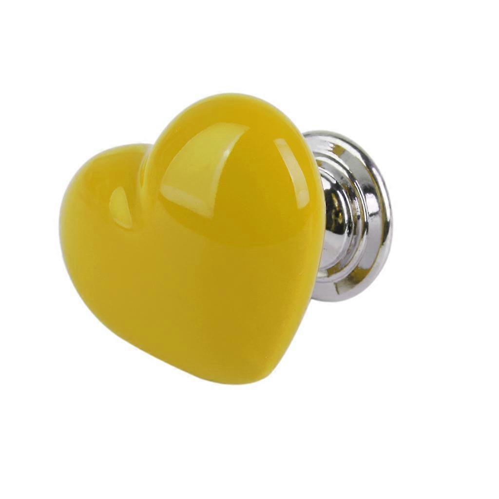 Heart Shaped Ceramic Door Drawer Cabinet Handle Pull Knob Hardware Yellow_S