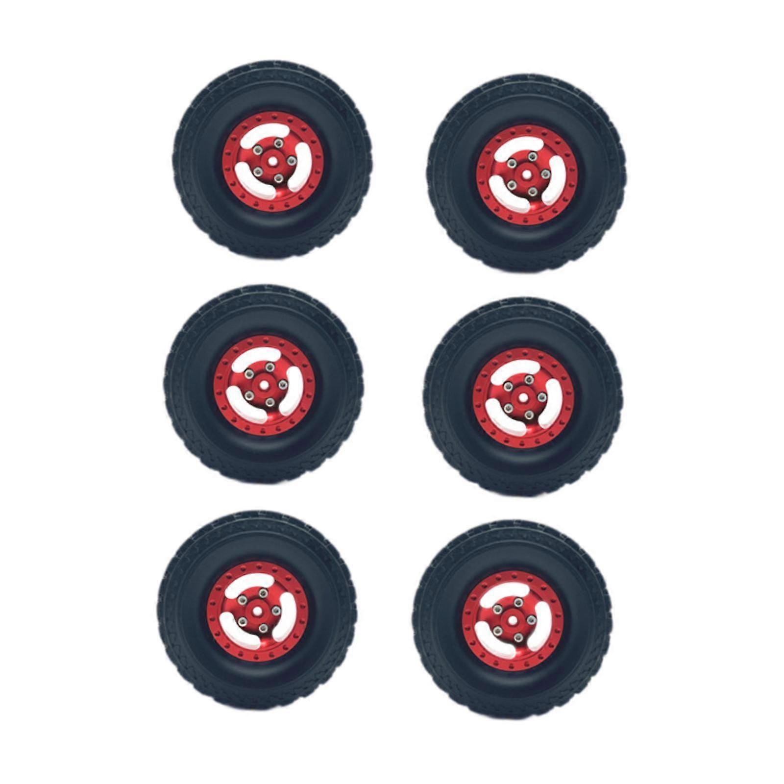 6x 1/12 1/16 RC Auto Felge und Reifen Robuste RC Auto Strandreifen für RC Auto rot