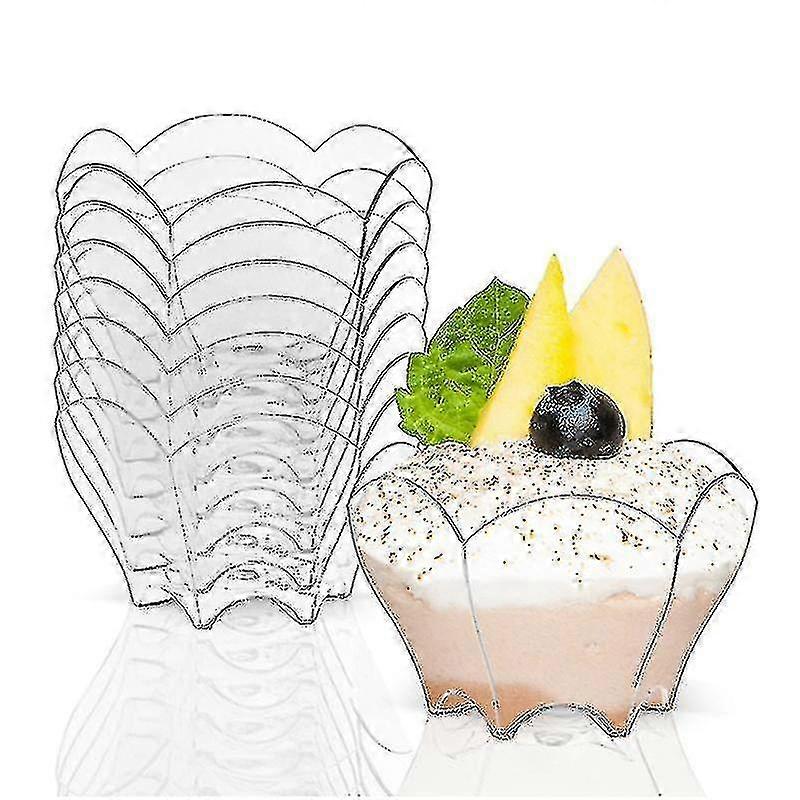 24pcs Disposable Plastic Dessert Cup Tableware Transparent Mini Ice Cream Mousse Cup High Quality