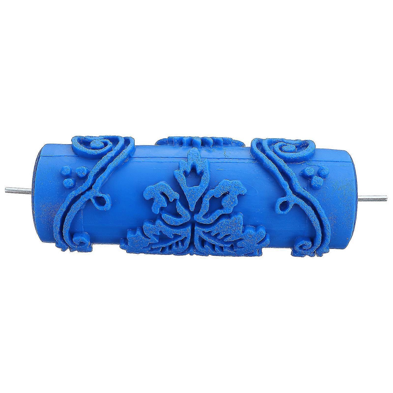 5 polegadas DIY Decoração de Parede Empaistic Flower Pattern Paint Roller Rolo de Pintura (Azul)