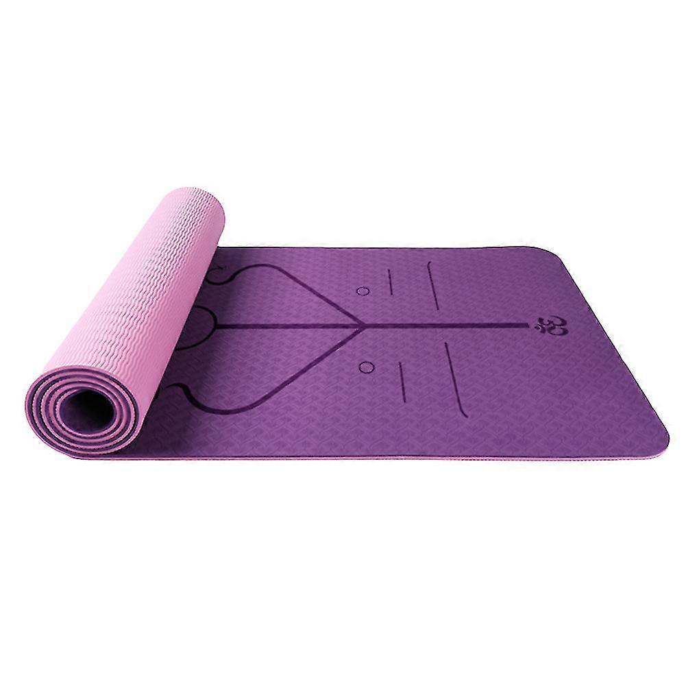 Homemiyn Double-layer Tpe Posture Line Soft Thick Yoga Mat 183*61*0.6cm