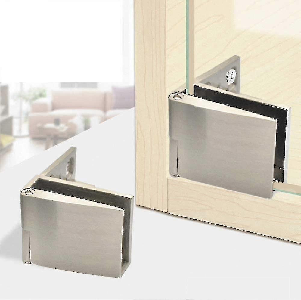 1对/无框玻璃门铰链酒柜展示柜侧装玻璃门铰链集成拉丝镍