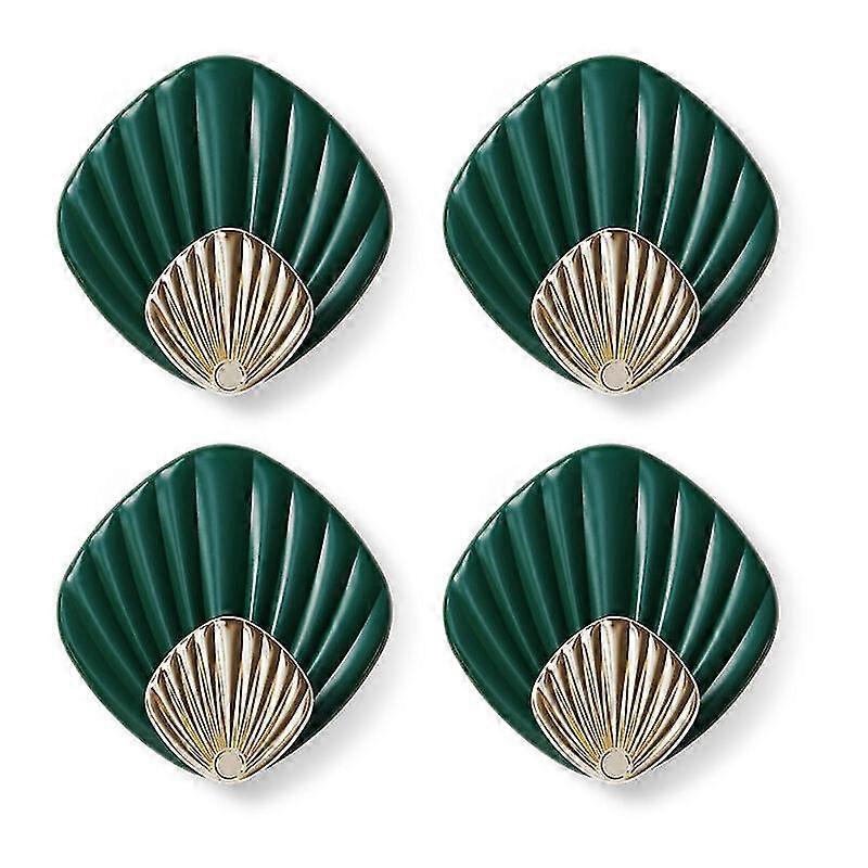 (أخضر) خطاف ذاتي اللصق بدون تثقيب معجون قوي 4 خطافات لاصقة الباب الحامل الجدار الخلفي الحمام مفتاح المطبخ ملصق مسمار سلس هاري