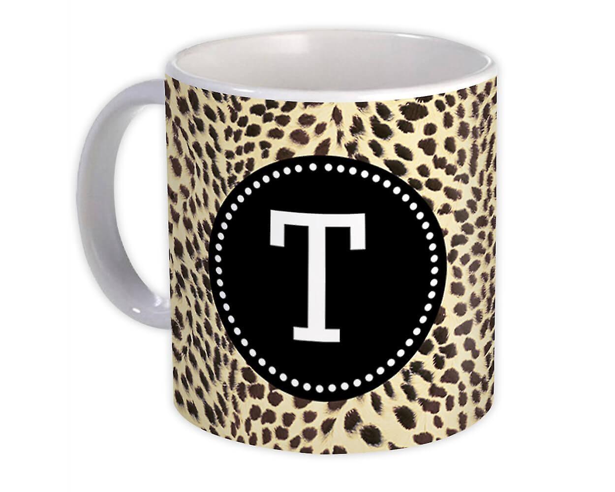 Gift Mug: Monogram Letter T Cheetah