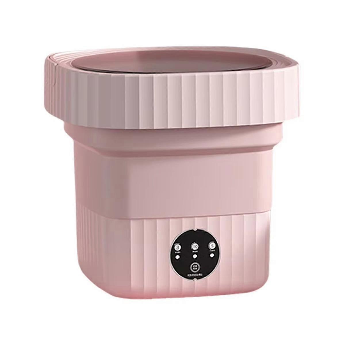 Folding Washing Machine Portable Small Washing Machine Mini Underwear Cleaning Machine Pink US Plug