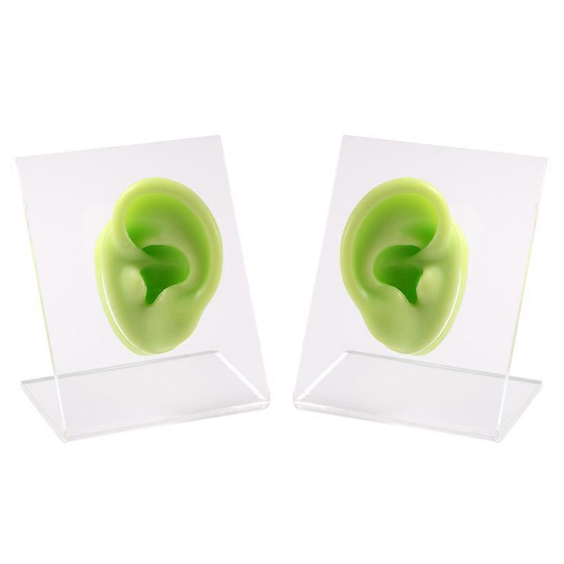 1 pair simulation silicone ear model ear studs puncture teaching training earphone earring display stand