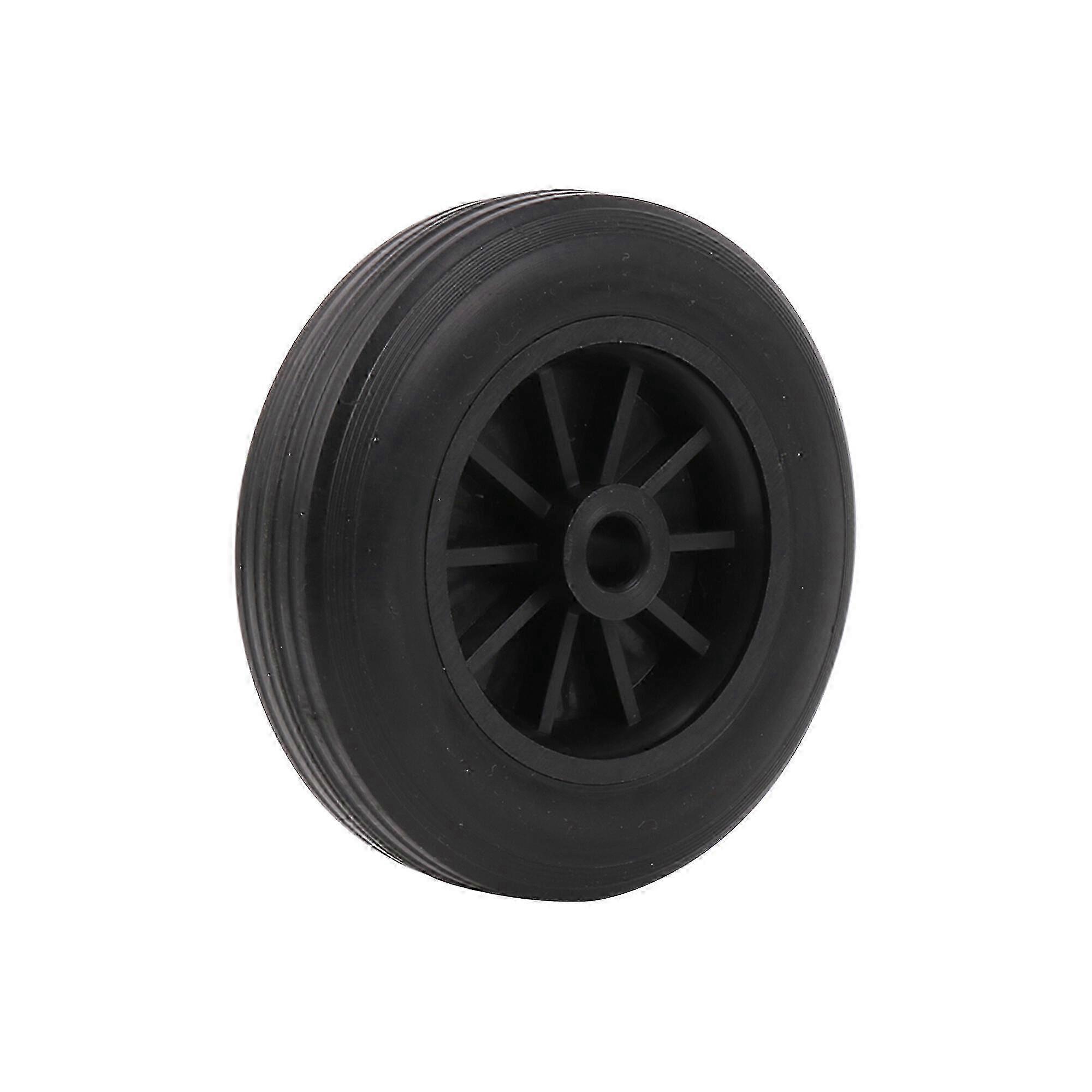 Solid Rubber Hand Truck Wheel Roller 5 Inch Diameter 0.5 Inch Bore Dia Black