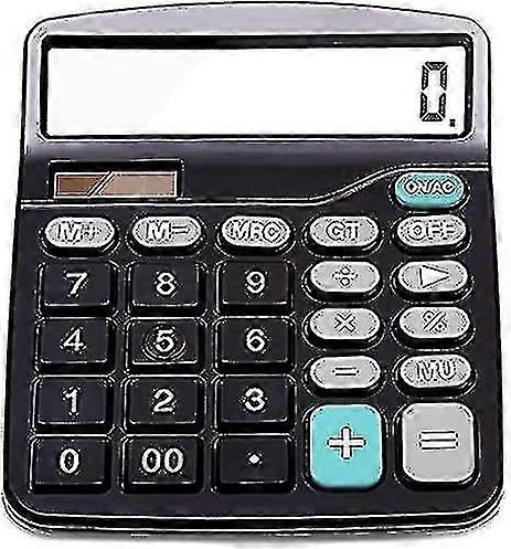 12 Digit LCD Display Large Buttons Solar and Battery Dual Power Basic Calculator for Office Desktop