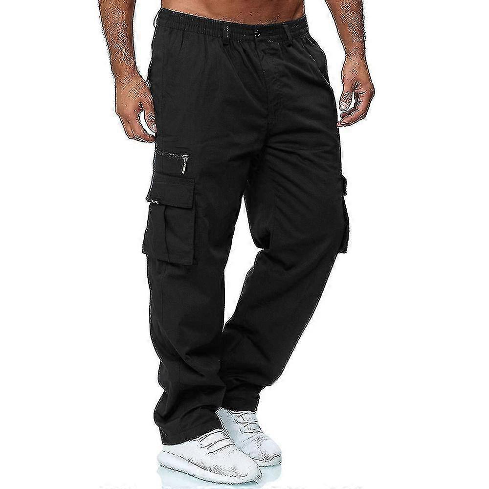 Men Pants Casual Cargo Pockets Trousers