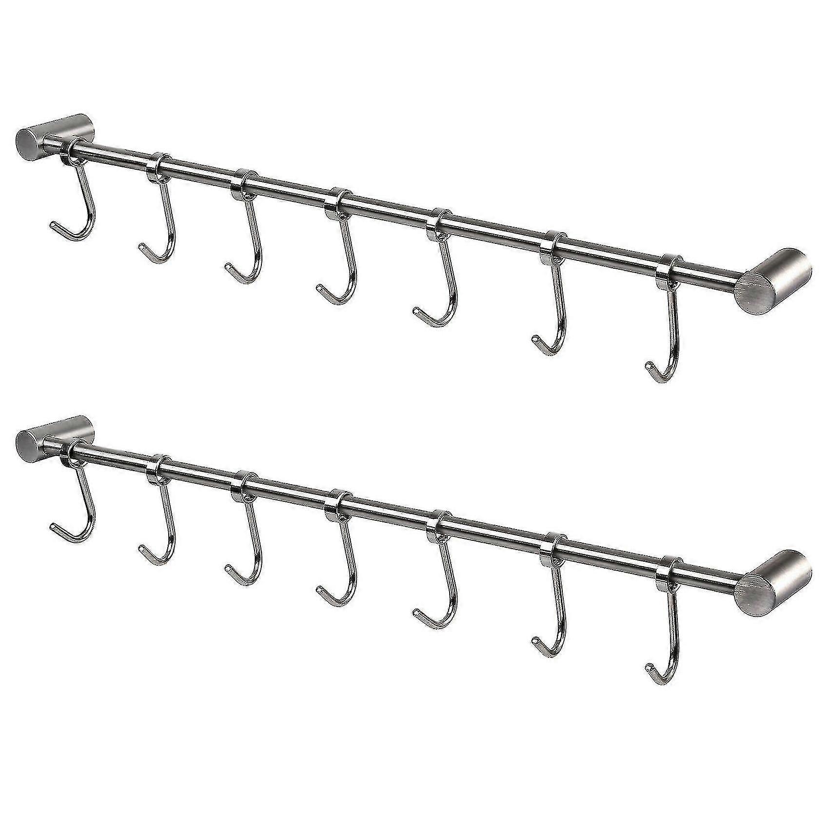 Kitchen Rail Rack Hanging Rack Stainless Steel 7 Sliding Hooks