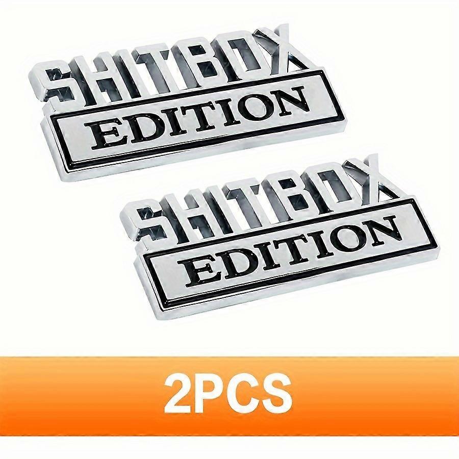 2-piece Shitbox Edition Badge, 3D Car Badge Stickers, Cool 3D Mudguard Nameplate Replacement, Compatible With Most Cars, Trucks, And SUVs
