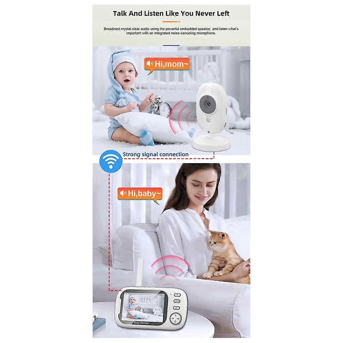3.5 Inch Wireless Video Baby Monitor Night Vision Temperature Monitoring 2 Way Audio Talk Baby Came