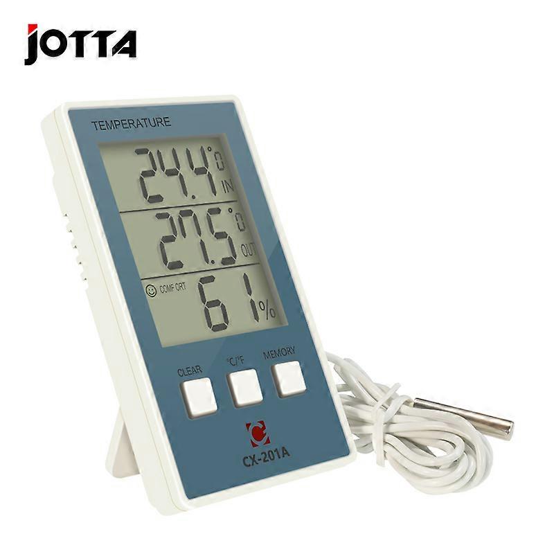 CX-201A Digital Thermometer Hygrometer Indoor Outdoor Temperature Humidity Meter C/F LCD Display Sensor Probe Weather Station