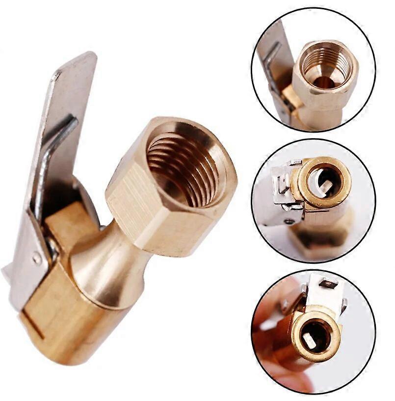 Car Tire Air Chuck Inflator Pump Valve Connector Clip-on Adapter Car Brass 8mm Tyre Wheel Valve For Inflatable Pump-Motor Vehicle Wheel Parts