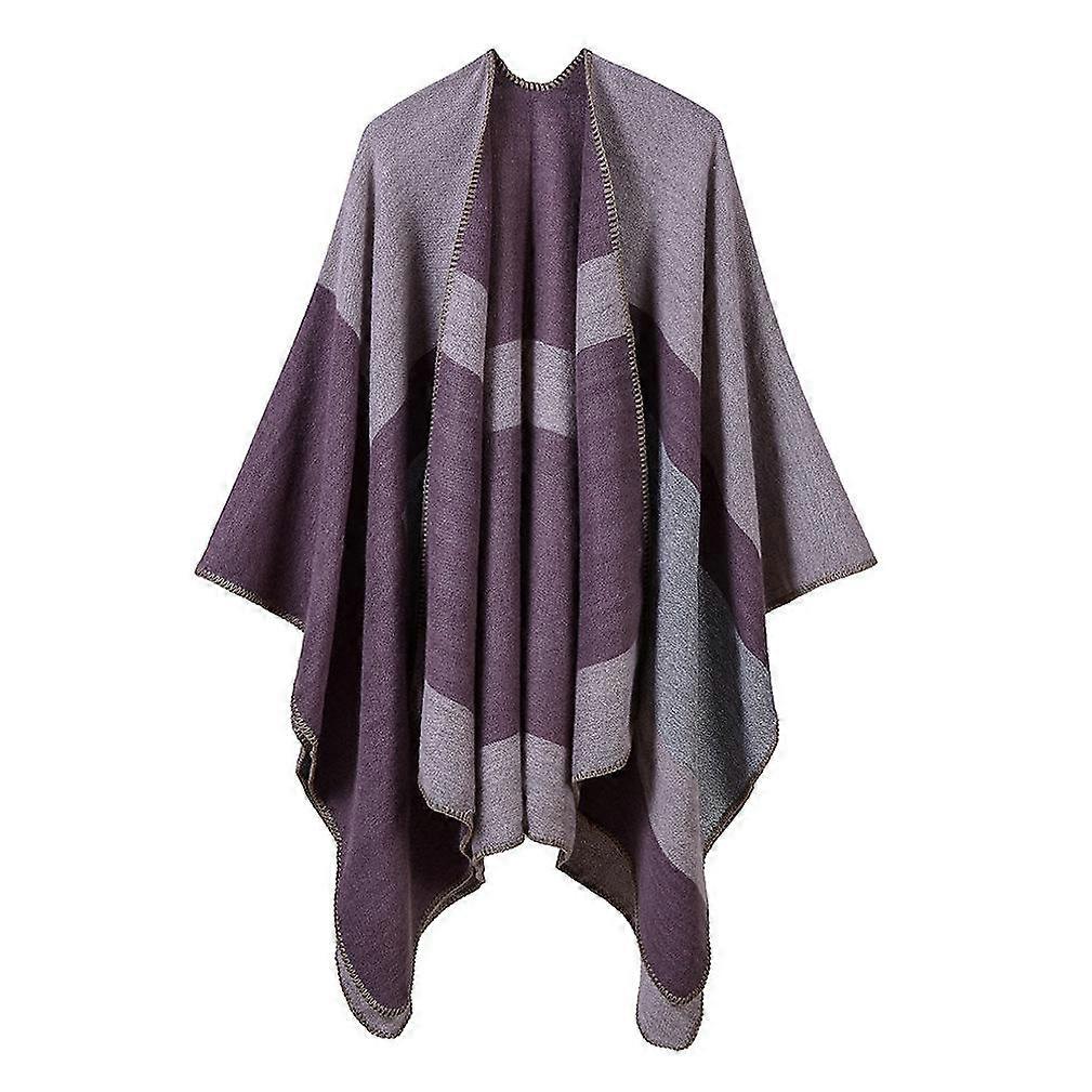 Women's Jacquard Poncho Winter Capes Blanket Shawl Wrap Cardigan Coat Cashmere Feel