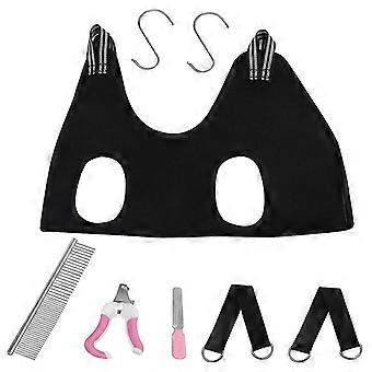 Dog Grooming Hammock Set Harness Restraint Bag For Dogs Washing Black L