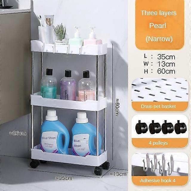 3/4Layer Bathroom Accessory Storage Organizer Shelf Organizer Living Room Shelf Multi-functional and Multi-scenario Trolley Corner Shelves