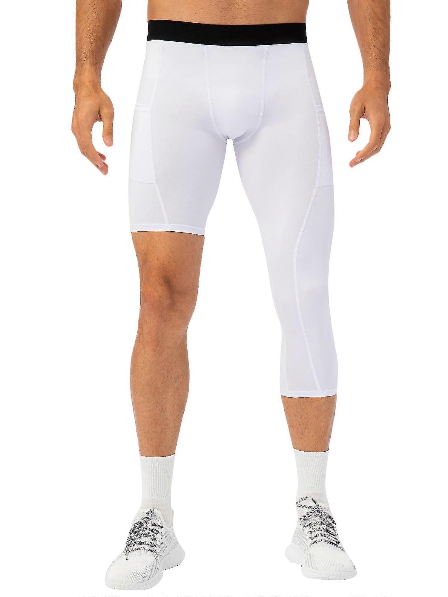 Męskie legginsy z jedną nogawką do koszykówki Boczne kieszenie Trening fitness Rajstopy z pojedynczą nogawką-MXBC