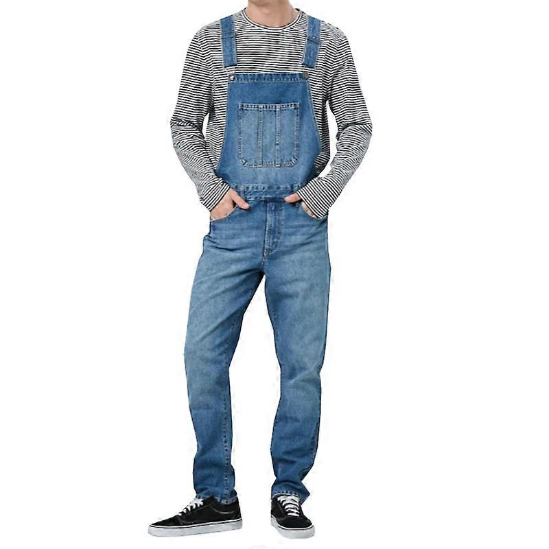 Men Dungarees Overalls Bib And Brace Jeans Work Casual Denim Pants Trousers