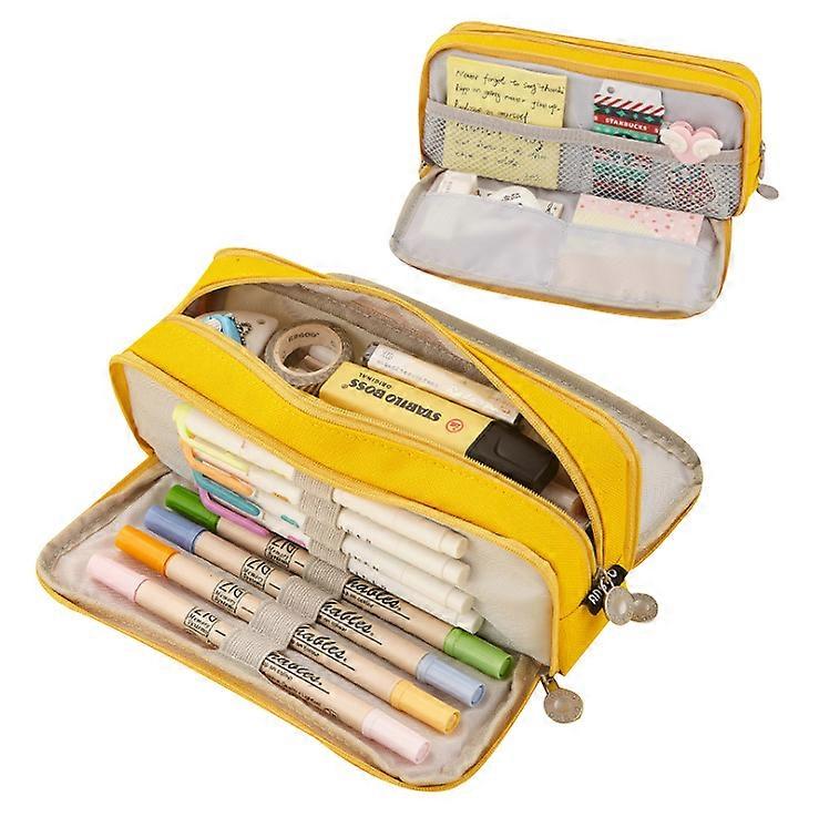 3 Compartments Large Pencil Case Big Capacity Pencil Bag