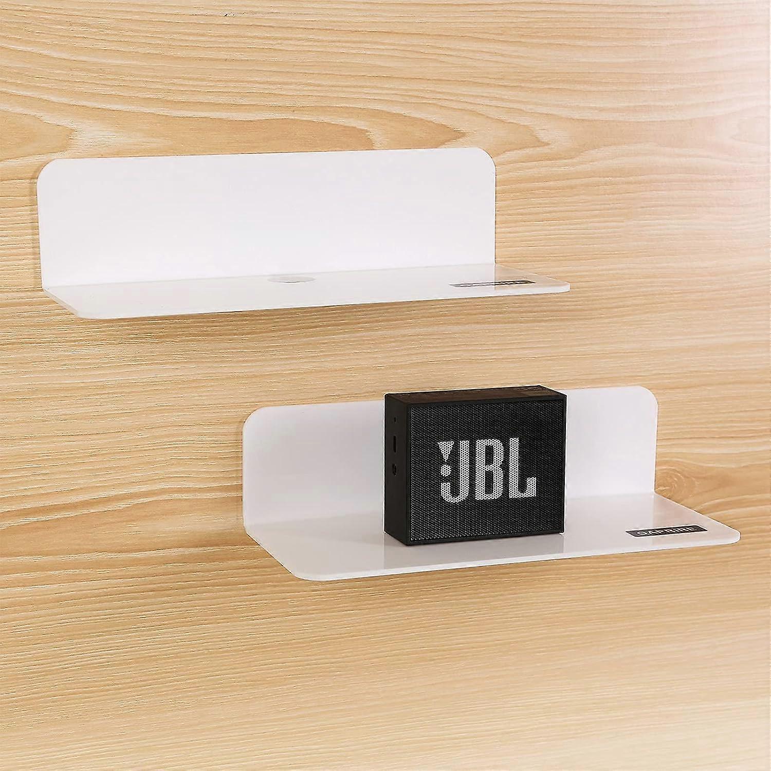 2-Pack 9 Inch White Wall Shelves with Cable Clips