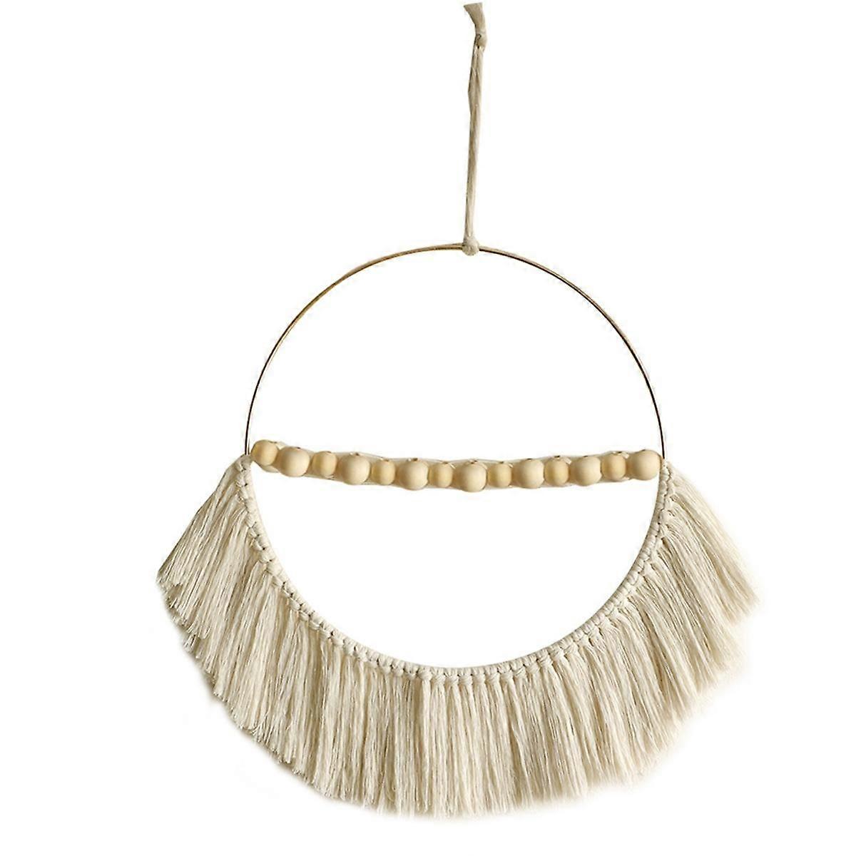 البوهيمية الخشبية حبة القطن حبل قلادة المنسوجة شرابة جولة الجدار قلادة المنزل غرفة نوم الديكور