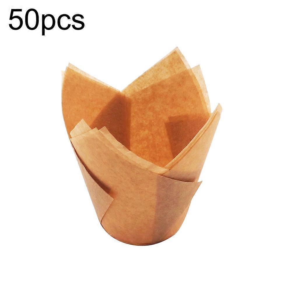 50Pcs High Temperature Resistant Cake Paper Cup Tulip Muffin Baking Case Liners