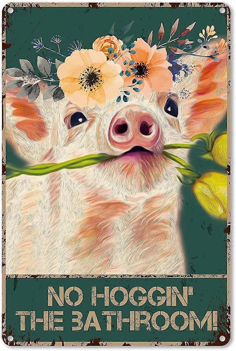 面白いバスルームの見積もり金属錫の看板の壁の装飾 - ビンテージ豚Foralクラウン錫の看板トイレの装飾ギフト - 農家の装飾ギフト