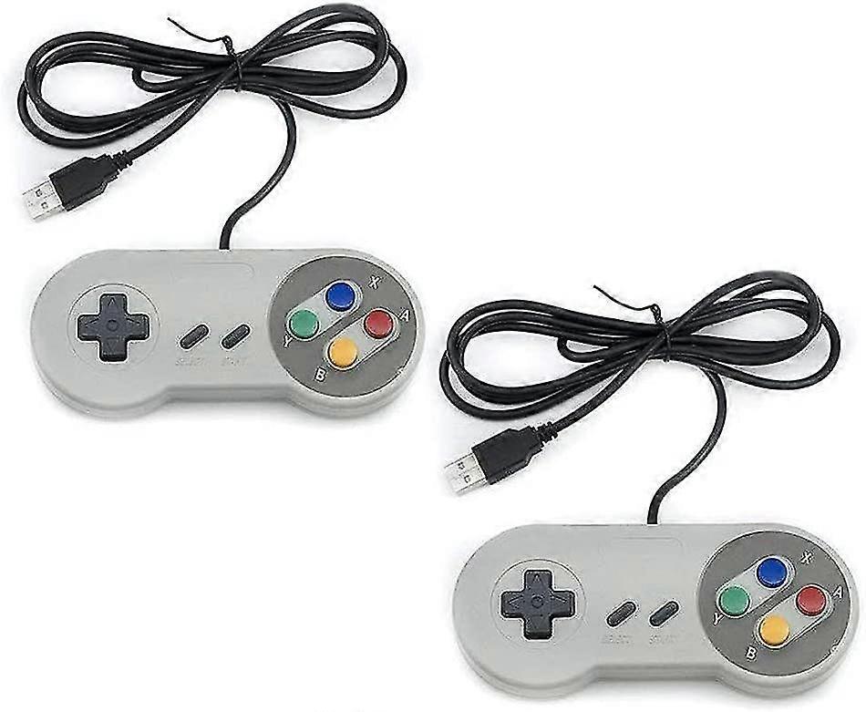 2 Pack Snes/nes Imitation Usb Controller - Classic Retro Gamepad Compatible With Gaming Pc, Computer, Laptop, Apple Mac, Raspberry Pi, Wii U