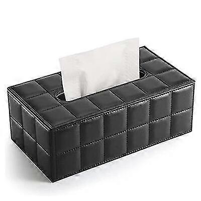 1 Piece Rectangular Leather Tissue Box (black)