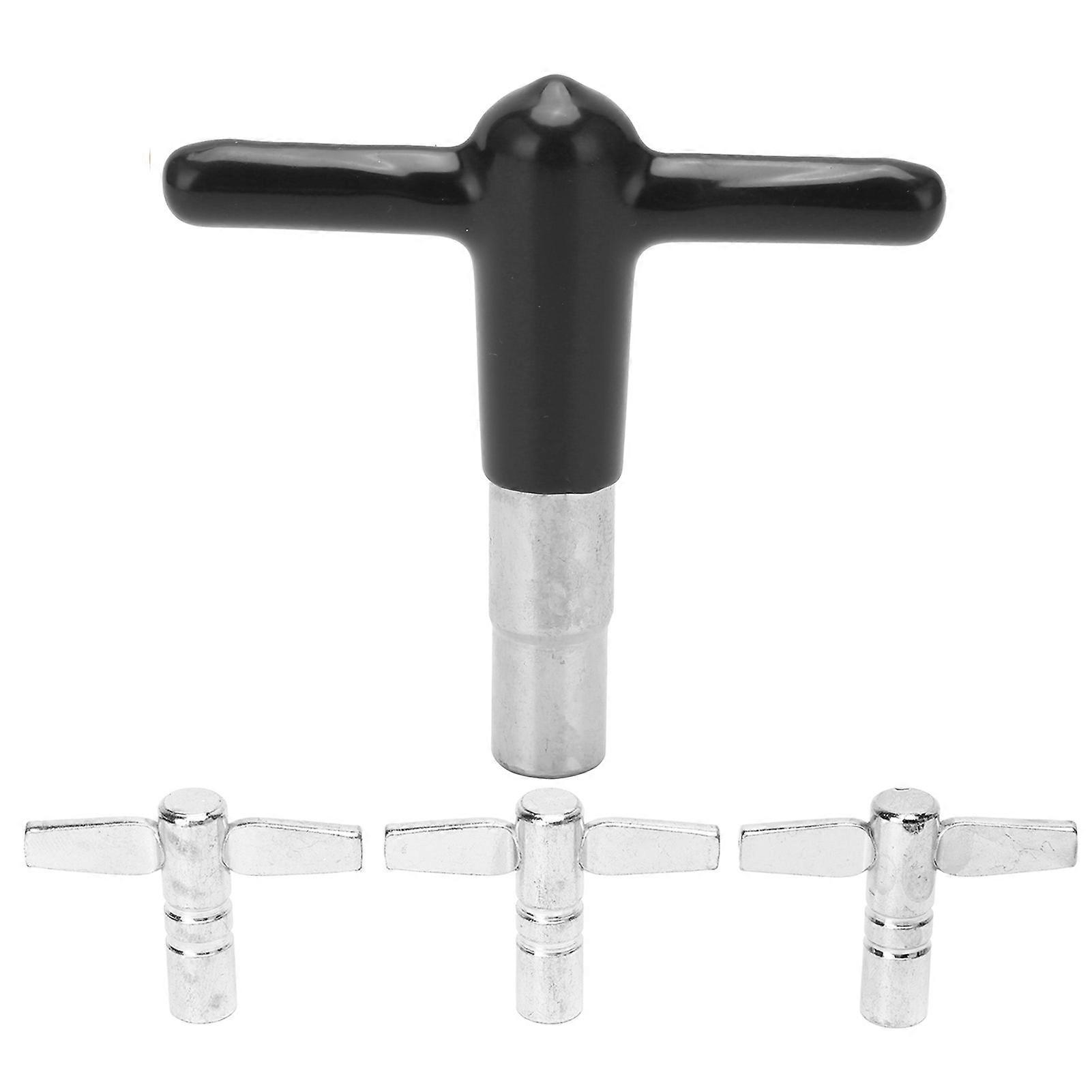 4 Pcs Drum Tuning Keys T Handle Metal Sturdy Smoothly Drum Key Tuner with Silicone Cover Black