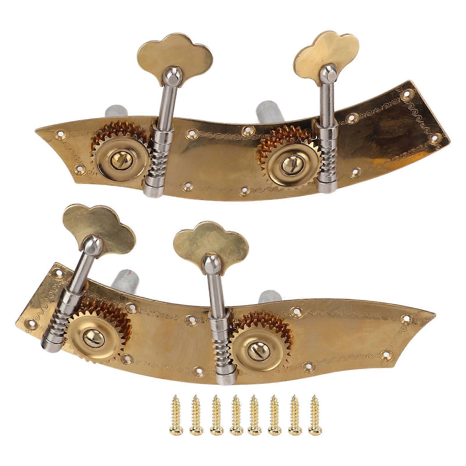 2Pcs Bass Tuning Pegs Double Metal Tuner Dual Machine Head Replacement Part Open Gear Knob Gold