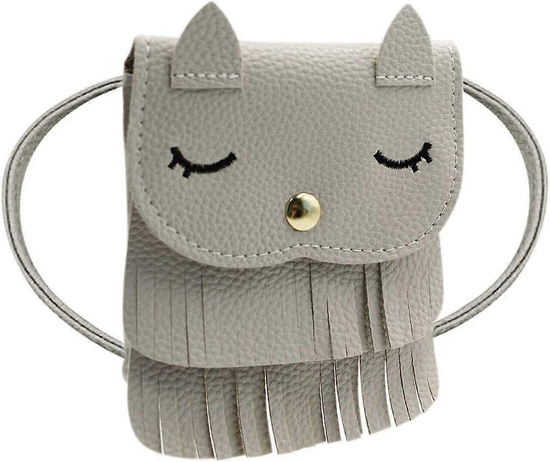 תיק כתף YC חתול ציצית ארנק מטבעות קטן תיק מוצלב לילדים בנות, סגול (5.1 אינץ 'x 5.9 אינץ '), מידה אחת אפור גדול (5.1 אינץ 'x 5.9 אינץ ')